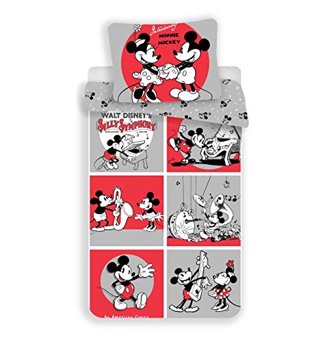 Disney Juego de funda de edredón reversible de Minnie Mouse y Mickey Mouse Classic Squares 100% algodón