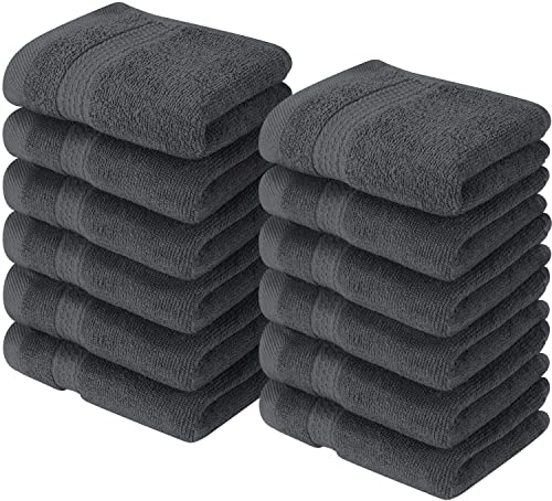 Utopia Towels - Juego de Toallas Premium (30 x 30 cm, Gris) 100% algodón para la Cara, Toallas Altamente absorbentes y de Tacto Suave para la Punta de los Dedos (Paquete de 12)