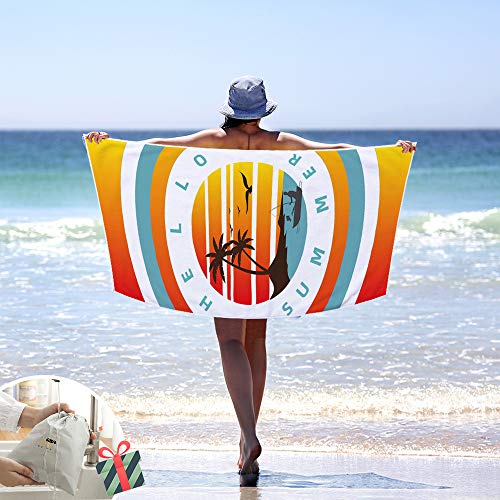 Treer Toalla de Playa Grande Cuadrada Microfibra, Suave Absorbente Manta de Playa Verano Imprimiendo Toallas para Mujer/Hombre/Piscina/Playa/Camping (150x70cm,Isla Vacaciones)