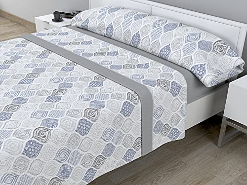 Cabello Textil Hogar - Juego de sábanas térmicas de Pirineo - 3 Piezas - 110 Gr/m2 - Mod. ISIR (Gris, Cama de 90 cm (90_x_190/200 cm))