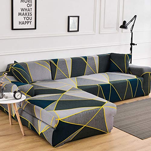 ASCV Fundas de sofá de Esquina geométricas para Sala de Estar Fundas elásticas para sofá Funda de sofá elástica Toalla en Forma de L Necesita Comprar 2 Piezas A4 4 plazas