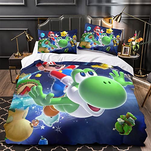 The Super Mario Bros Movie Funda Nórdica Juego De Ropa De Cama Individual De Microfibra, Funda Nórdica De Mario Forever 3D Y Funda De Almohada, Funda Nórdica De Invierno Suave para Hombres, Mujeres Y