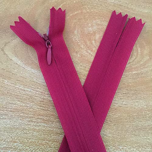 10 piezas #3 28-60 cm (11/12/14/16 / 18/20/24 pulgadas) Nylon Invisible Soft Tulle Coil Zipper Costura (color por favor) Burdeos, 3#, 28cm