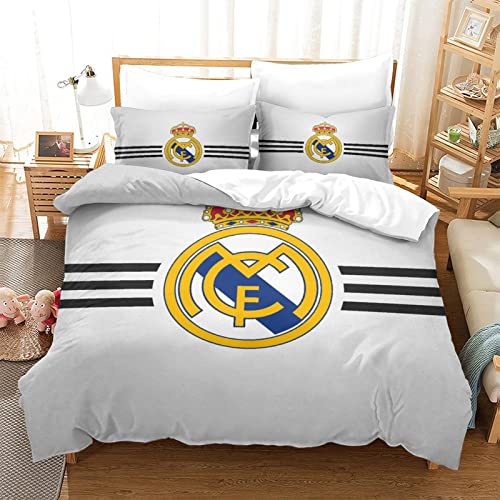 Real Madrid 1 Diseño De Impresión 3D Famous Football Team Funda Nórdica Juego De Ropa De Cama con Fundas De Almohada King（220x240cm）