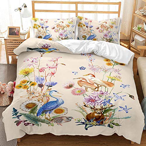 Juego Sábanas De Cama Estampadas 3 Piezas - Albaricoque Floral Microfibra Juego De Ropa De Cama King / Queen Size Nórdica Set De Lujo Suave 3 Piezas Blossom Flower Print Quilt Cover Para Niñas Ni