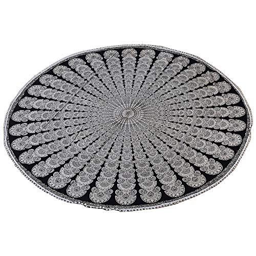 Stylo Culture Indiano roundie Pareos Mandala spiaggia gettare occhio Pavone Nero Bianco 72 