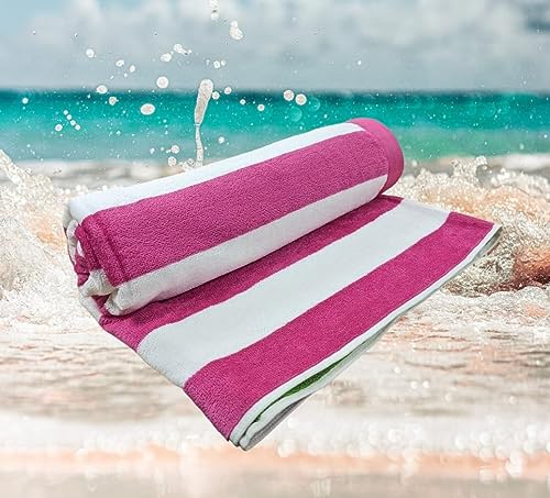 Toallas de playa para adultos, tamaño grande, ajuste perfecto para tumbona, juego de toallas de playa para parejas, mezcla y combina para toallas de piscina familiares (rayas rosadas)
