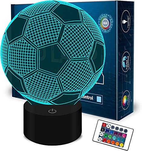 yiyicas 3D Ilusión óptica Lámpara LED Luz de noche Deco LED Lámpara 7 colores de control remoto con Acrílico Plano & ABS Base & Cargador usb