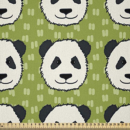 ABAKUHAUS Panda Tela por Metro, Divertido Oso Cabezas De Animales Peludos, Microfibra Decorativa para Artes y Manualidades, 2M (230x200cm), Multicolor