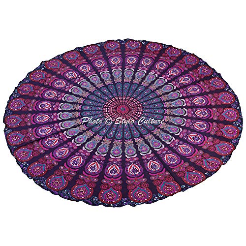 Stylo Culture Indiano roundie Pareos Mandala gettare occhio di Pavone Viola Rosa 72 