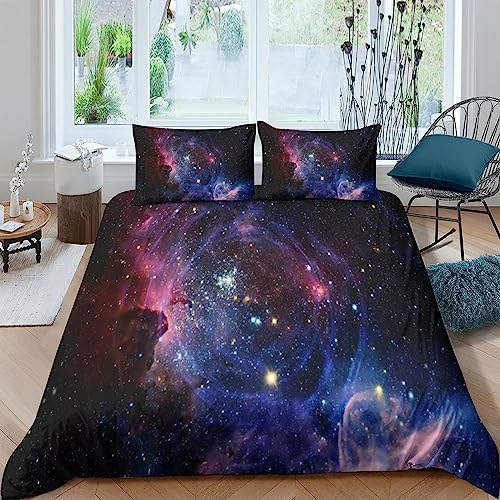 A Lovely Purple Nebula Juego De 3D Edredón Ropa De Cama De Galactic Universe Funda De Almohada De Nórdica De con Cremallera Suave Y Agradable Microfibra para Ni?as Y Ni?os King（220x240cm）