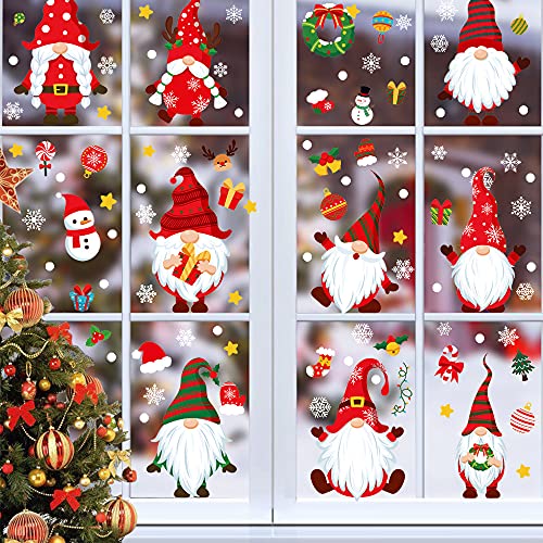 Feliz Navidad Pegatinas de Ventana Divertidos Saludos Decoracion Pegatinas de Ventana de Navidad Santa Claus Alce Desmontable Pegatinas para Hogar Tienda Fiesta