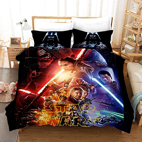 GDGM - Juego de cama para niños (funda nórdica de 135 x 200 cm, funda de almohada de 75 x 50 cm, cierre de cremallera), diseño de Star Wars, b, 135x200cm-2pcs