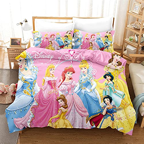 LKFFHAVD Disney - Juego de ropa de cama para niñas y niños, microfibra rosa, funda de almohada de 50 x 75 + funda nórdica de 135 x 200 cm (200 x 200 cm, 5)