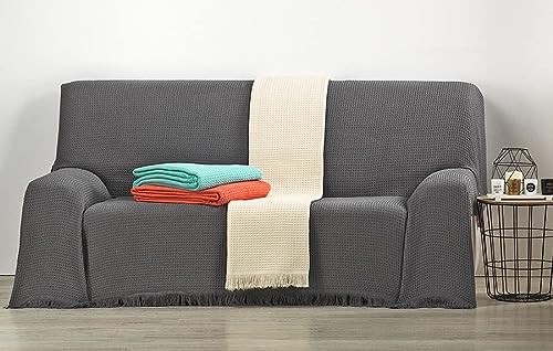 Energy Colors Home - Gueda - Colcha Verano Cubre-Camas Multiusos sofá Fabricado España (Beige, 230_x_260_cm )