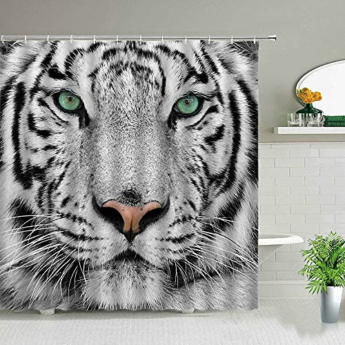 Animal Africano Elefante león Cebra Leopardo Cortina de Ducha Impermeable Juego de Cortina de baño decoración de bañera S.14 150x200cm