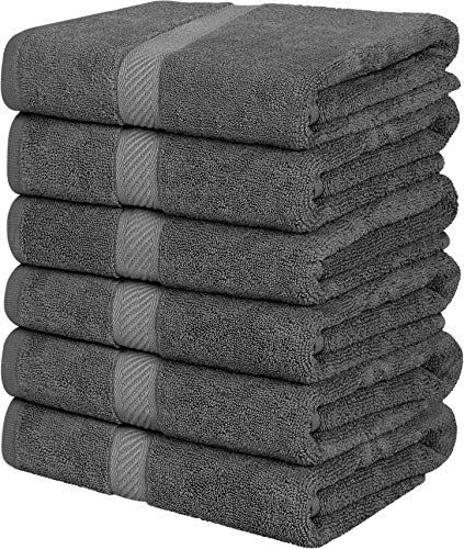 Utopia Towels Paquete de 6 Juego de Toallas de baño, 100% algodón Hilado en Anillo (60 x 120 CM) Mediana, Alta absorción, Secado rápido, Toallas de Hotel, SPA y baño de Primera Calidad (Gris)