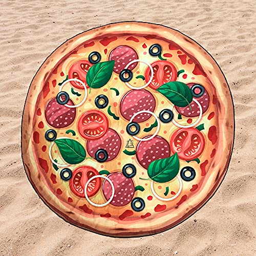 BE CRAZY THE BRAND Toalla de Playa Microfibra Forma de Pizza 151cm Diámetro.