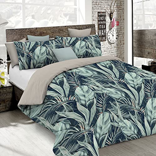 Italian Bed Linen, Juego de Funda nórdica “Fashion”, Microfibre, Tropical, Doble