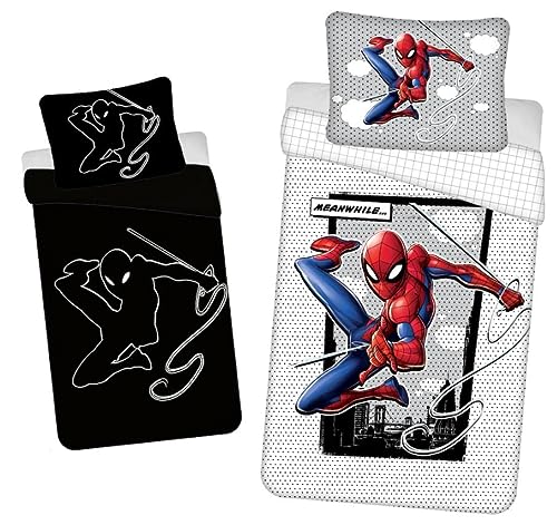 Disney - Juego de ropa de cama (140 x 200 cm, 70 x 90 cm, 100% algodón), diseño de Spiderman