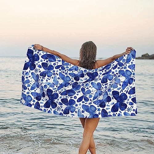 JCAKES Toalla de playa con mariposas azules, toallas de baño de microfibra de secado rápido, súper absorbente, suave, 160 x 80 pulgadas, para natación, deportes, viajes