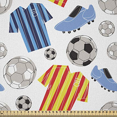 ABAKUHAUS Fútbol Tela por Metro, Ropa Calzado Deportivo, Microfibra Decorativa para Artes y Manualidades, 1M (230x100cm), Multicolor