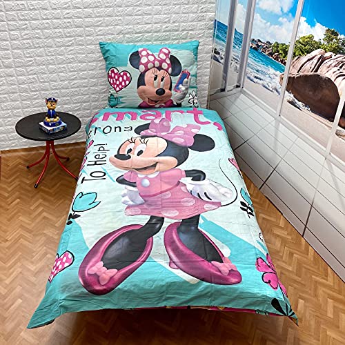 Minnie Mouse Smart y Strong - Juego de sábanas para cama individual y funda de almohada, 140 x 200 cm, algodón