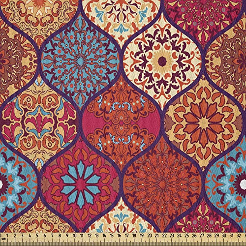 ABAKUHAUS Marroquí Tela por Metro, Oriental Ondulado Natural, Microfibra Decorativa para Artes y Manualidades, 5M (230x500cm), Multicolor