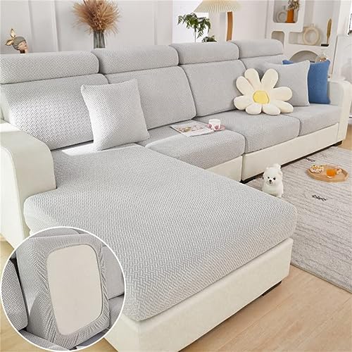 Fundas de cojín de asiento de sofá, fundas de cojín elásticas de repuesto, fundas de asiento de sofá antideslizantes para cojín de sofá, protección de muebles chaise longue en forma de L (Gris claro)