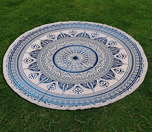 Stylo Culture Indiano roundie Pareos Mandala spiaggia lancio Ombre floreali BLU 72 