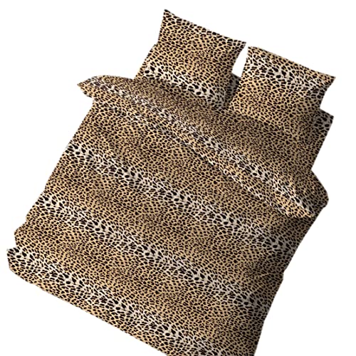 megawebstore - Funda nórdica de 100 % algodón para cama de matrimonio, 2 plazas, estampado de leopardo