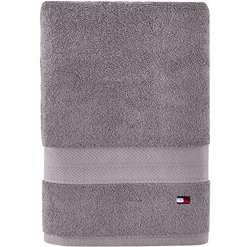 Tommy Hilfiger Modern American - Toalla de baño sólida, 30 x 54 pulgadas, 100% algodón, 574 g/m² (gris acero)