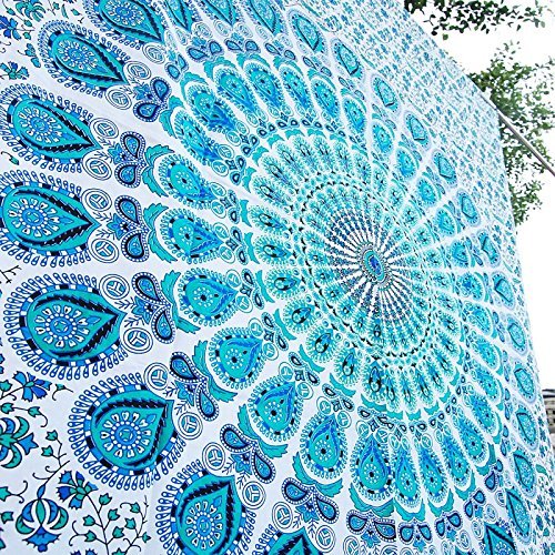 Aakriti Gallery Tapestry Sun Moon Starry Mandala 100% Cotton (Blue)