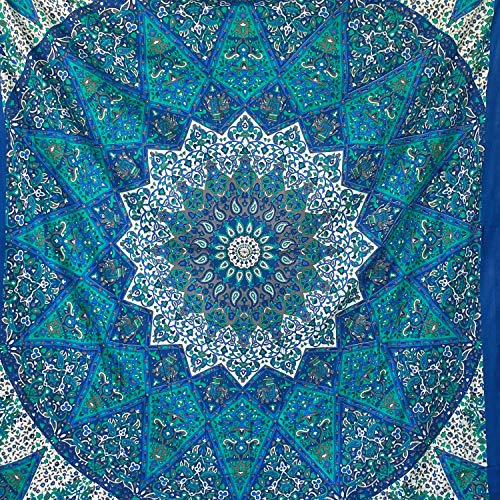MOMOMUS Tapiz Mandala Estrella - Aesthetic, Grande, Multiuso - Pareo/Toalla de Playa Gigante - Manta de Picnic Ligera o Alfombra Antiarena XXL - Azul, 210x230 cm