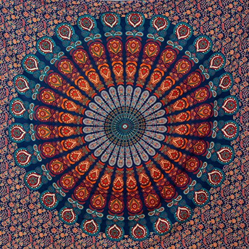 MOMOMUS Tapiz de Mandala - Natural - 100% Algodón, Grande, Multiuso - Tapices de Pared Decorativos - Ideales para la Decoración del Hogar, Habitación o Salón - 210x230cm Aprox